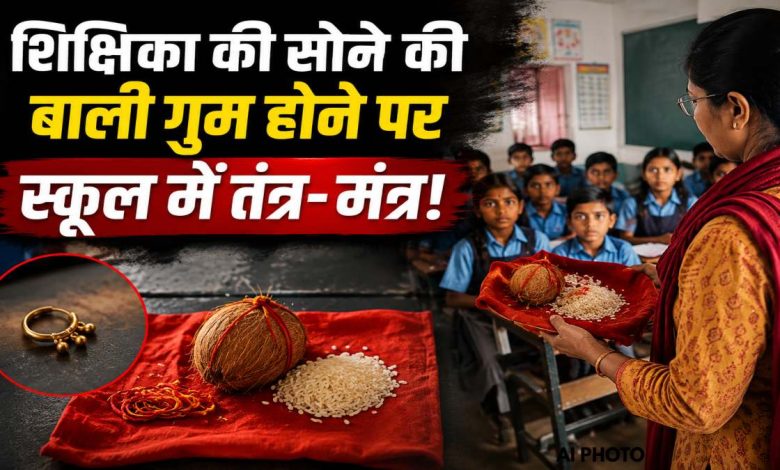 CG News:सोने की बाली गुम होने पर बच्चों के सामने तंत्र-मंत्र! शिक्षिका ने लाल कपड़े पर नारियल-चावल रखकर दी धमकी, DEO ने जारी किया नोटिस