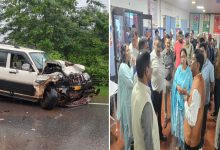 मंत्री केदार कश्यप की कार को टक्कर मारकर फॉलो गाड़ी से भिड़ी स्कॉर्पियो, 4 जवान घायल