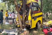 बेकाबू होकर पेड़ से टकराई बस, 5 की मौत, 25 घायल, ड्राइवर समेत 15 गंभीर, 40 से ज्यादा यात्री सवार थे